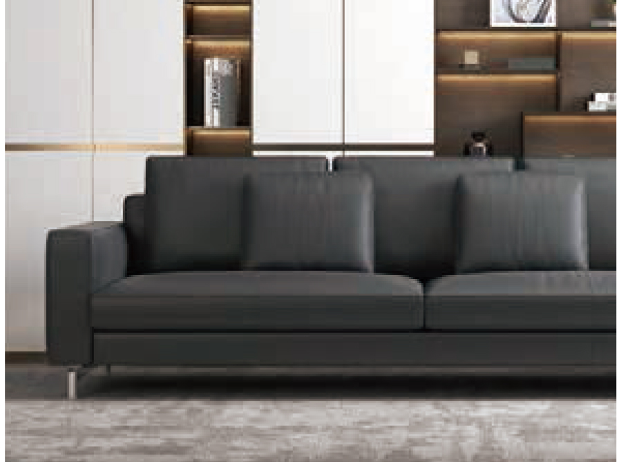Combinación de sofá de oficina italiano y mesa de centro Recepción y recepción de negocios de cuero genuino moderno simple