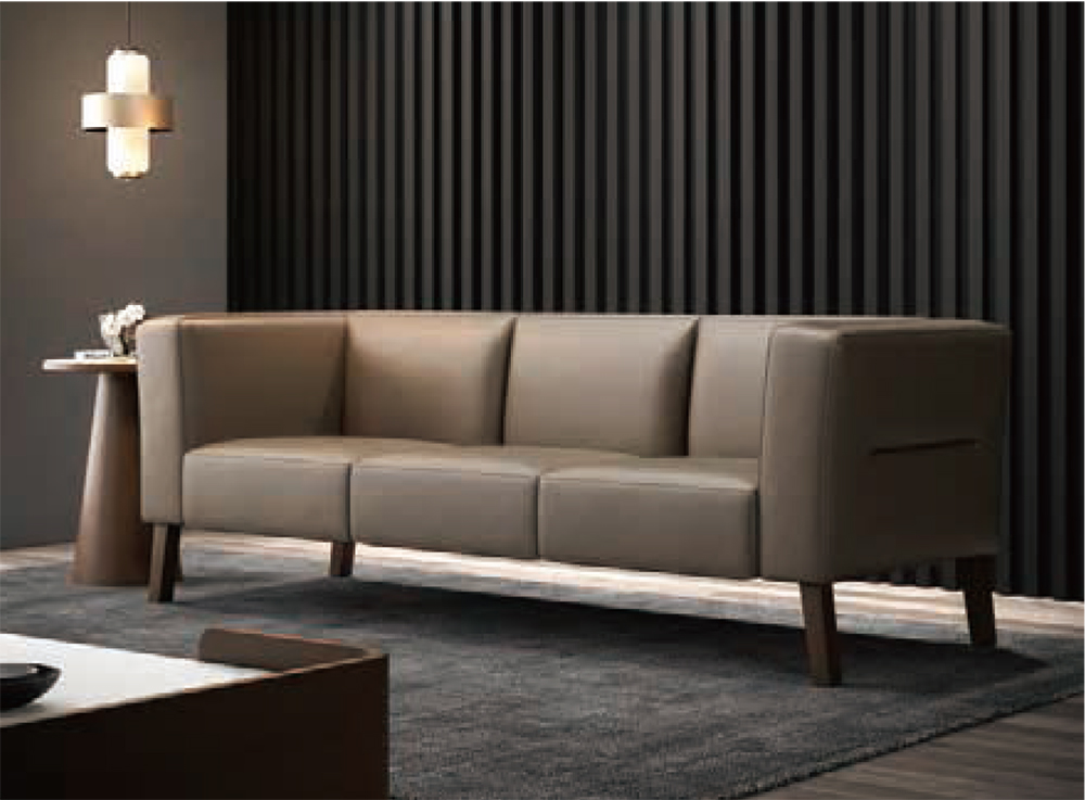 Combinación de sofá de oficina italiano y mesa de centro Recepción y recepción de negocios de cuero genuino moderno simple