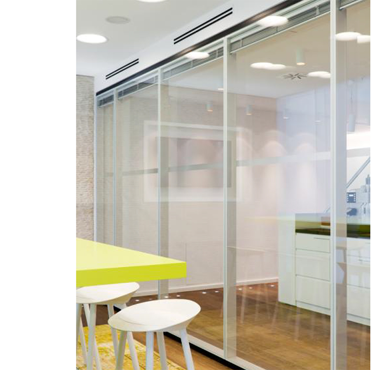 Partición de vidrio para oficina, doble capa, vidrio transparente hueco templado, pared insonorizada, persiana de aleación de aluminio, partición de alto espacio